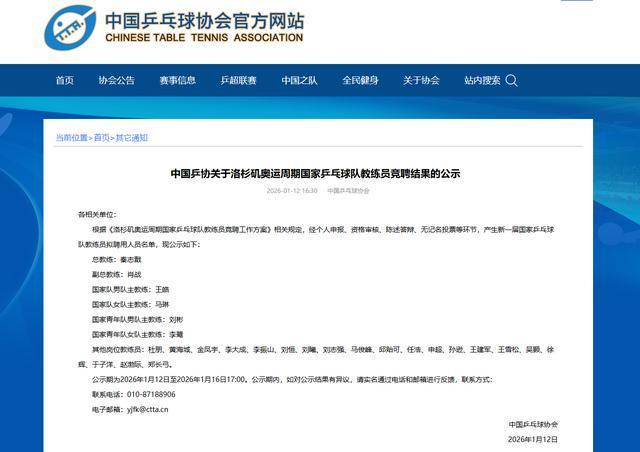 kaiyun-中国乒协拟聘秦志戬为国乒总教练、肖战为副总教练